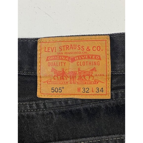 Levi's 505 Straight Fit Jeans Mens 32x34 Black Denim Regular Straight Leg - Picture 9 of 9